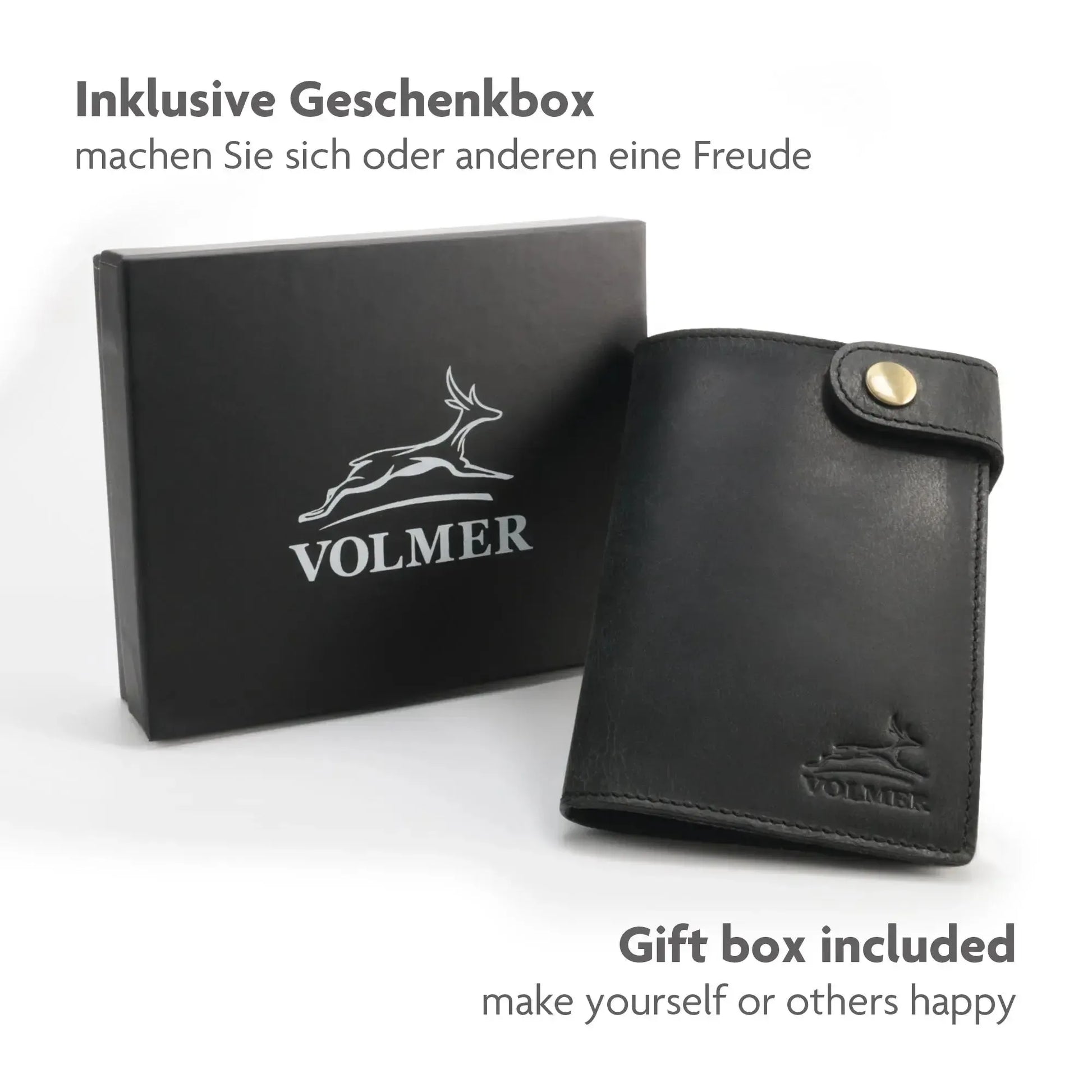 Leder Kartenetui mit großem Scheinfach – 8 Fächer für Kreditkarten – Plastikfrei – Geschenkkarton | Denton