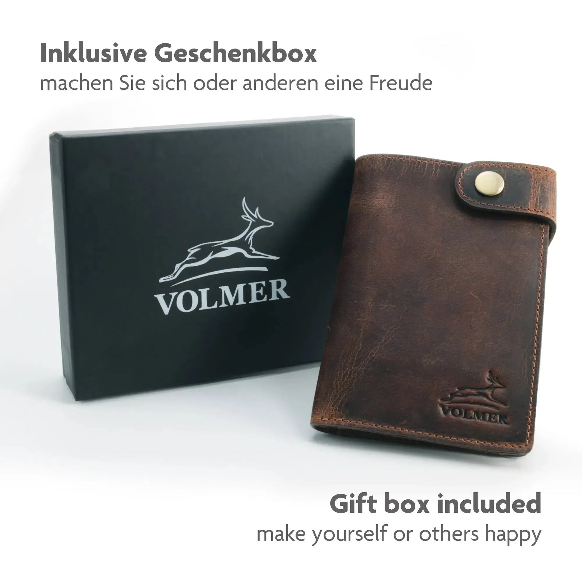 Leder Kartenetui mit großem Scheinfach – 8 Fächer für Kreditkarten – Plastikfrei – Geschenkkarton | Denton