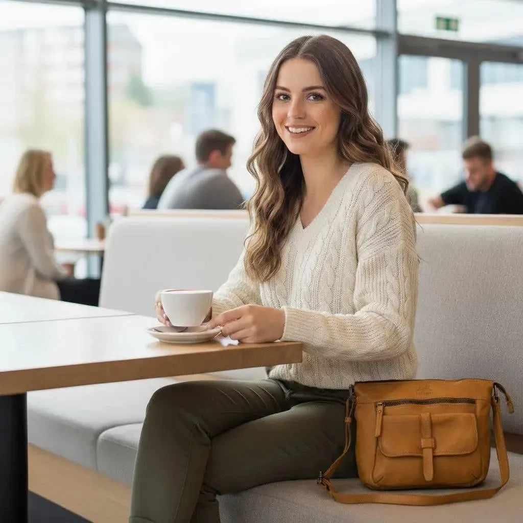 Umhängetasche Leder für Frauen – Crossbody-Bag – Vintage Used-Look | Modell Ravenna