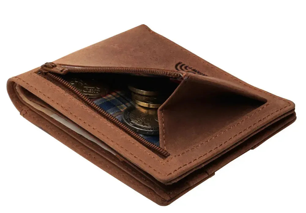 Portafoglio uomo in pelle con protezione RFID - 1 tasca esterna per carta d'accesso - 9 scomparti per carte di credito | VO25
