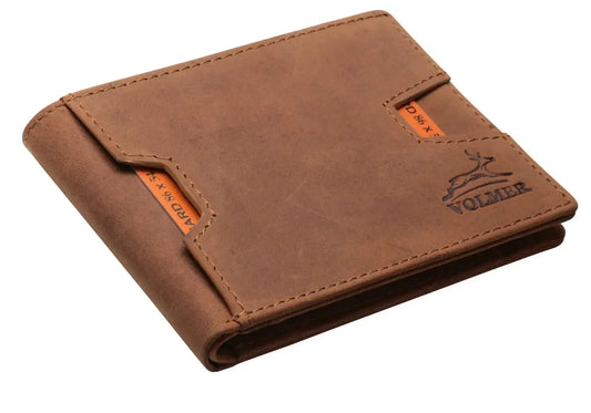 Leder Geldbörse Herren mit RFID-Schutz - 1 Außenfach für Zugangskarte - 9 Fächer für Kreditkarten | VO25