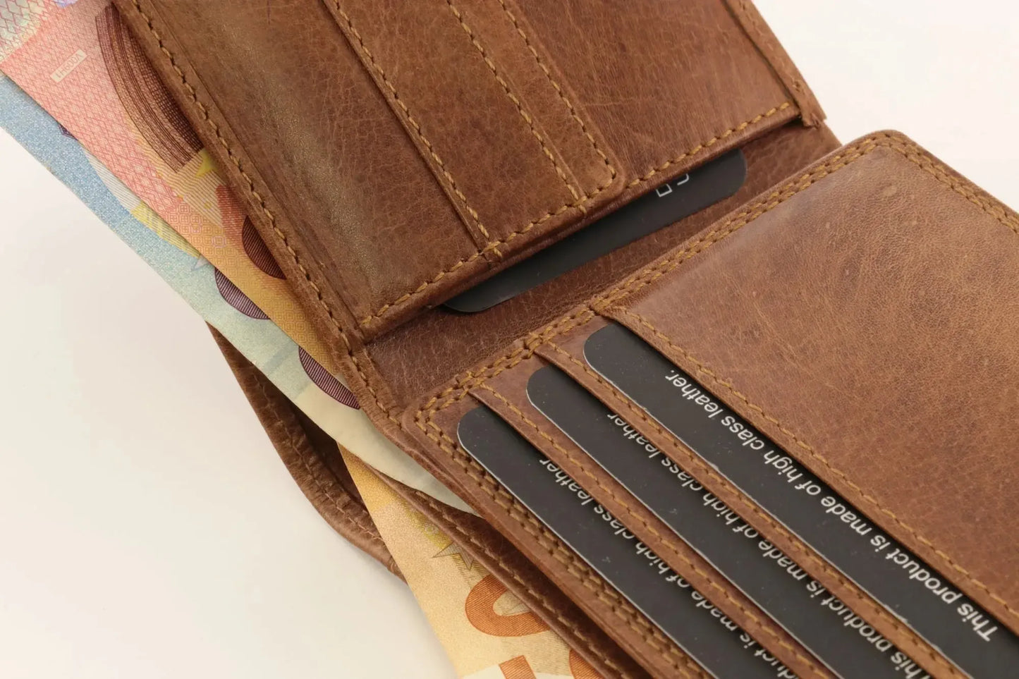Leren portemonnee voor heren met RFID-bescherming - modieus design - 10 vakken voor creditcards | VO37