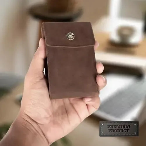 Kompakte Leder Geldbörse mit Münzfach - 9 Fächer für Karten - RFID-Schutz - inkl. Geschenkbox | VO40