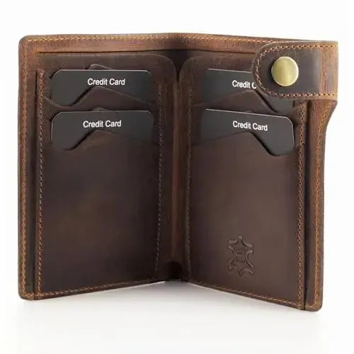Portafoglio in pelle con ampio scomparto per banconote – 8 scomparti per carte di credito – Senza plastica – Confezione regalo | Denton