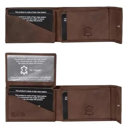 Kompakte Leder Geldbörse mit Münzfach - 9 Fächer für Karten - RFID-Schutz - inkl. Geschenkbox | VO40