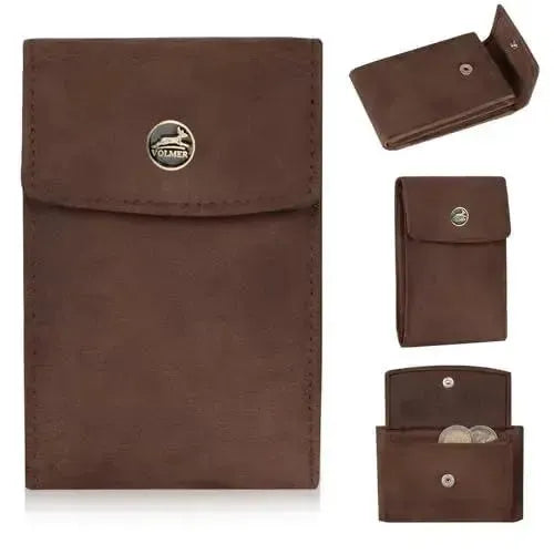 Kompakte Leder Geldbörse mit Münzfach - 9 Fächer für Karten - RFID-Schutz - inkl. Geschenkbox | VO40