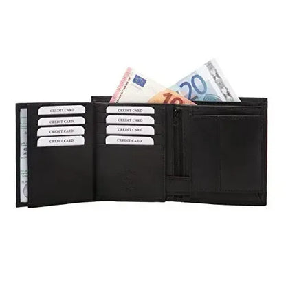 Cartera de cuero para hombre – 10 compartimentos para tarjetas de crédito – Formato vertical | VO16