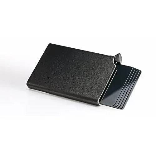 Estuche de tarjetas POP-UP con compartimento para monedas de cuero – espacio para 8 tarjetas – compartimento para billetes – protección RFID – incluye estuche de tarjetas desmontable | VO28