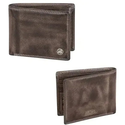 Cartera de cuero para hombre con protección RFID - costura doble extra resistente - 6 compartimentos para tarjetas de crédito | 16112B