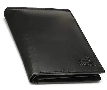 Fa.Volmer ® Ampio portafoglio da uomo nero in vera pelle con protezione RFID in formato verticale #VO18
