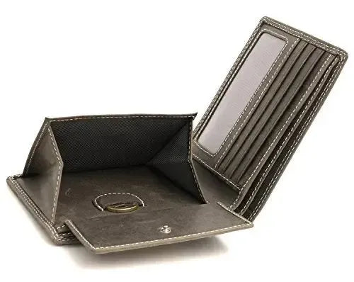 Portafoglio in pelle da uomo con protezione RFID - doppia cucitura extra resistente - 6 scomparti per carte di credito | EasyComfort