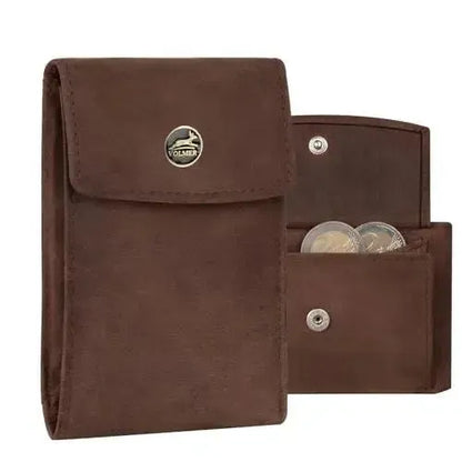 Kompakte Leder Geldbörse mit Münzfach - 9 Fächer für Karten - RFID-Schutz - inkl. Geschenkbox | VO40