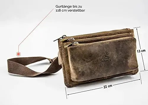 Marsupio in pelle per donna e uomo - 3 grandi scomparti | Portland