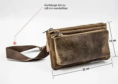 Marsupio in pelle per donna e uomo - 3 grandi scomparti | Portland