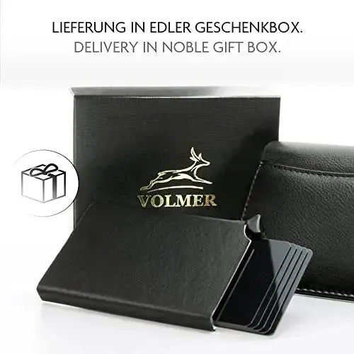 Estuche de tarjetas POP-UP con compartimento para monedas de cuero – espacio para 8 tarjetas – compartimento para billetes – protección RFID – incluye estuche de tarjetas desmontable | VO28