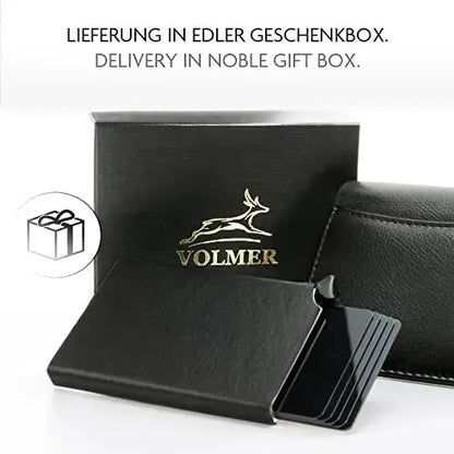 Estuche de tarjetas POP-UP con compartimento para monedas de cuero – espacio para 8 tarjetas – compartimento para billetes – protección RFID – incluye estuche de tarjetas desmontable | VO28