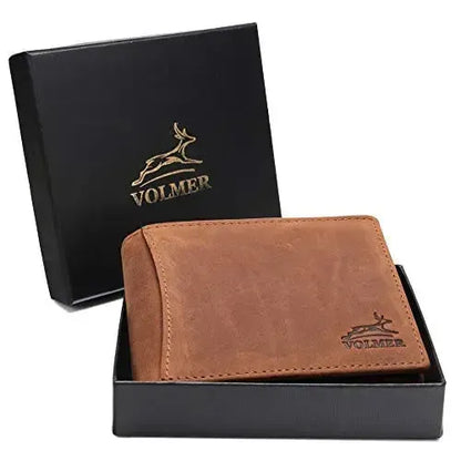 Cartera de cuero para hombre con protección RFID - 2 compartimentos exteriores para tarjetas de acceso - 6 compartimentos para tarjetas de crédito | VO22