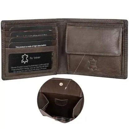 Cartera de cuero para hombre con protección RFID - costura doble extra resistente - 6 compartimentos para tarjetas de crédito | 16112B