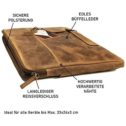 Custodia per laptop in pelle - 13,3 pollici / 15,6 pollici - con tasca esterna | Cover3713095