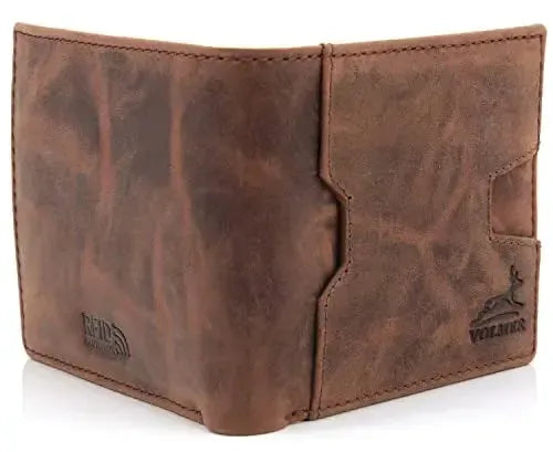 Portafoglio in pelle da uomo con protezione RFID - 1 scomparto esterno per carta d'accesso - 7 scomparti per carte di credito | VO21