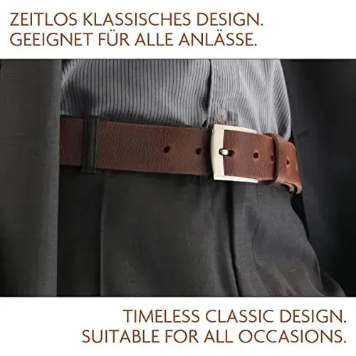 Cintura classica in pelle - Nero/Marrone - larghezza 35mm - facilmente accorciabile | Modello Austin