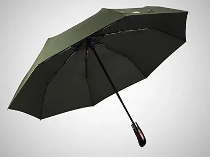 Automatik Taschen-Regenschirm mit Holzgriff – sturmfest & windsicher – Herren & Damen – Designed in Britain