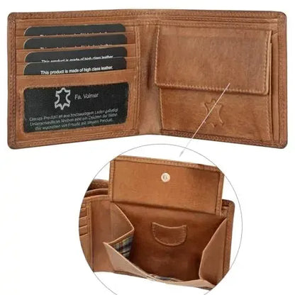 Portafoglio uomo in pelle con protezione RFID - doppia cucitura extra resistente - 11 scomparti per carte di credito | VO19B