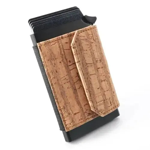 Estuche para tarjetas POP-UP con compartimento para monedas de corcho – Protección RFID – Mini billetera con espacio para 8 tarjetas | Vallejo