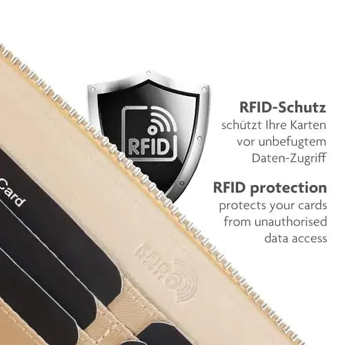 Women's genuine leather wallet with phone compartment & RFID protection – detachable shoulder strap | Model Verona