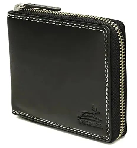 Leder Geldbörse Herren mit RFID-Schutz - umlaufender Reißverschluss - großes Münzfach - Platz für 9 Karten | VoZip