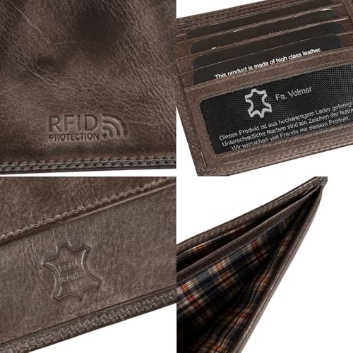 Leder Geldbörse Herren mit RFID-Schutz - extra-stabile Doppelnaht - 6 Fächer für Kreditkarten | 16112B