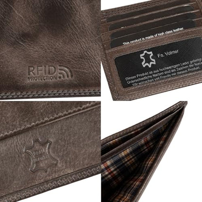 Leder Geldbörse Herren mit RFID-Schutz - extra-stabile Doppelnaht - 6 Fächer für Kreditkarten | 16112B