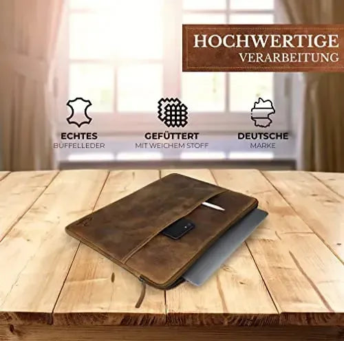 Custodia per laptop in pelle - 13,3 pollici / 15,6 pollici - con tasca esterna | Cover3713095