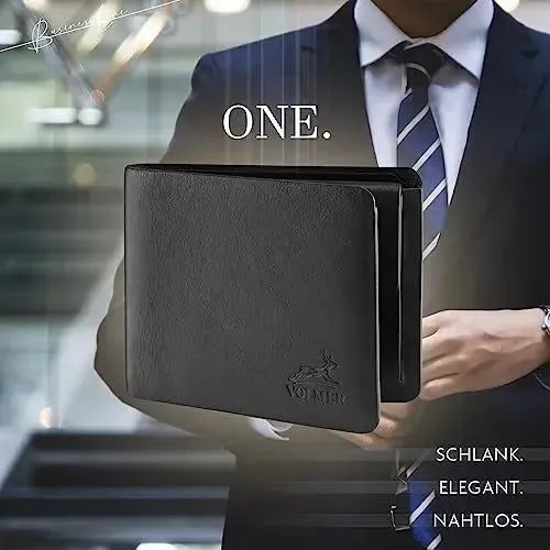 Cartera de cuero de alta calidad ‒ sin forro, solo cuero ‒ sin costuras con esquinas redondeadas ‒ gran compartimento para monedas ‒ protección RFID | ONE
