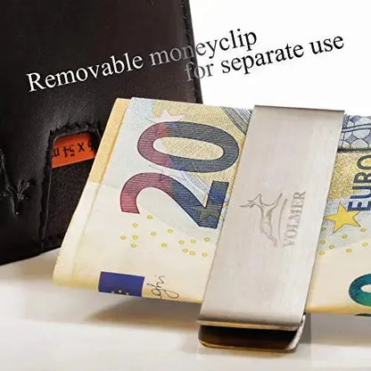 Portafoglio in pelle da uomo con protezione RFID e clip per soldi - 1 scomparto esterno per carta d'accesso - 9 scomparti per carte di credito | VO25C