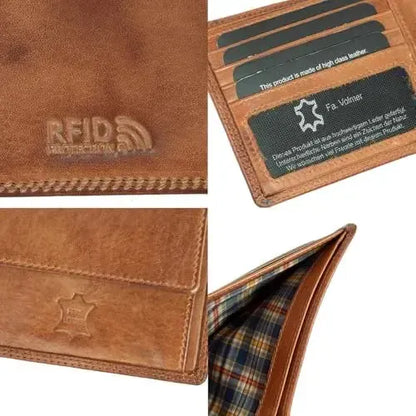 Portafoglio uomo in pelle con protezione RFID - doppia cucitura extra resistente - 11 scomparti per carte di credito | VO19B