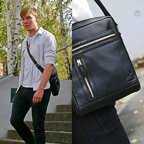 Borsa a tracolla in pelle per uomo e donna – borsa a spalla funzionale per tutti i giorni | Modello Stanford