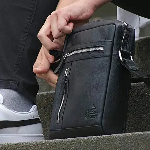 Borsa a tracolla in pelle per uomo e donna – borsa a spalla funzionale per tutti i giorni | Modello Stanford