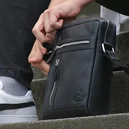 Borsa a tracolla in pelle per uomo e donna – borsa a spalla funzionale per tutti i giorni | Modello Stanford