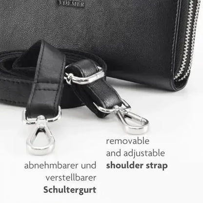 Women's genuine leather wallet with phone compartment & RFID protection – detachable shoulder strap | Model Verona
