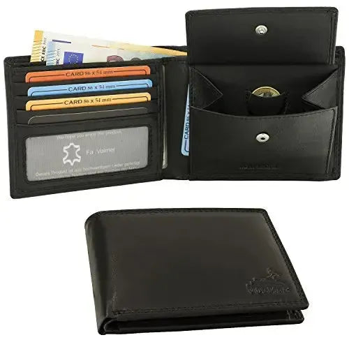 Portafoglio in pelle da uomo con protezione RFID - doppia cucitura extra resistente - 6 scomparti per carte di credito | EasyComfort