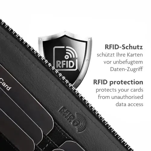 Women's genuine leather wallet with phone compartment & RFID protection – detachable shoulder strap | Model Verona