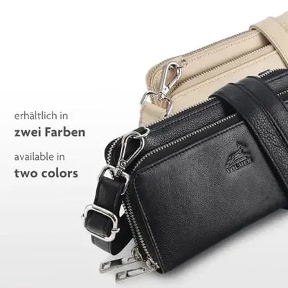 Women's genuine leather wallet with phone compartment & RFID protection – detachable shoulder strap | Model Verona