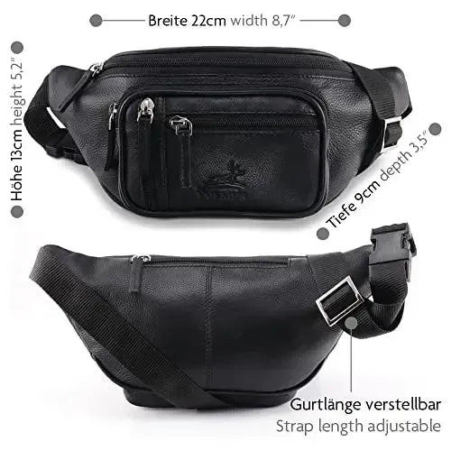 Bauchtasche Leder für Damen und Herren im Vintage-Look - 1 großes Fach | BagMi