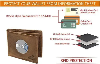 Leren portemonnee voor heren met RFID-bescherming - extra stevige dubbele naad - 11 vakken voor creditcards | VO19