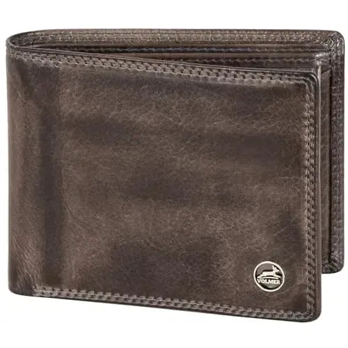 Cartera de cuero para hombre con protección RFID - costura doble extra resistente - 6 compartimentos para tarjetas de crédito | 16112B