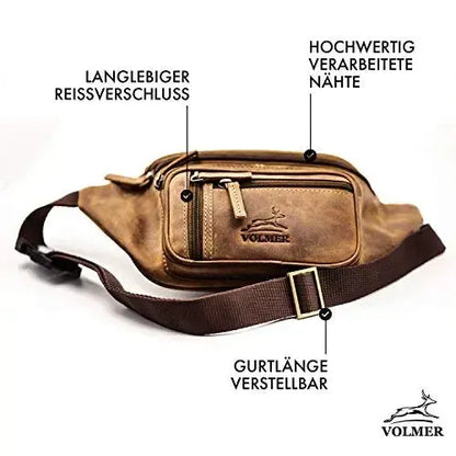 Bauchtasche Leder für Damen und Herren im Vintage-Look - 1 großes Fach | BagMi