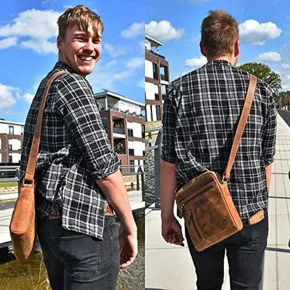 Borsa a tracolla in pelle per uomo e donna – borsa a spalla funzionale per tutti i giorni | Modello Stanford