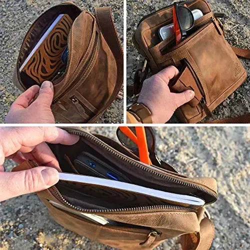 Borsa a tracolla in pelle per uomo e donna – borsa a spalla funzionale per tutti i giorni | Modello Stanford