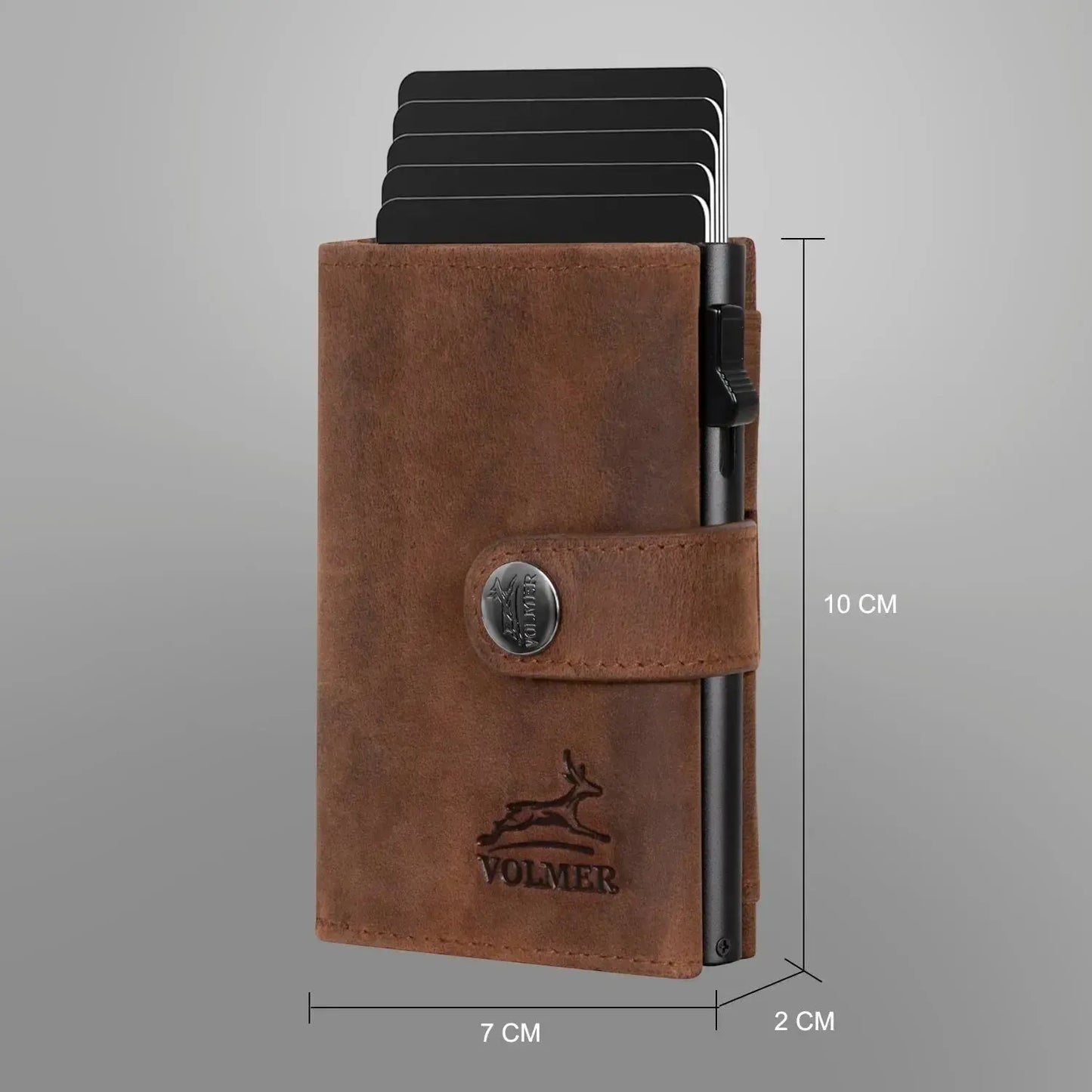 POP-UP Kartenetui mit Münzfach aus Leder – Platz für 12 Karten – Scheinfach – RFID-Schutz | VO45